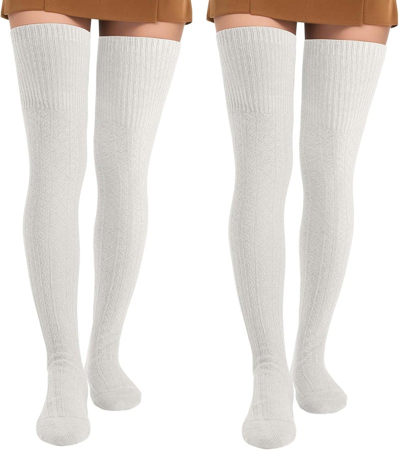 Pleneal Thigh High Socks - 1/2 Pairs Womens Thigh High Over Knee Boot Socks Leg Warmers - Image 1